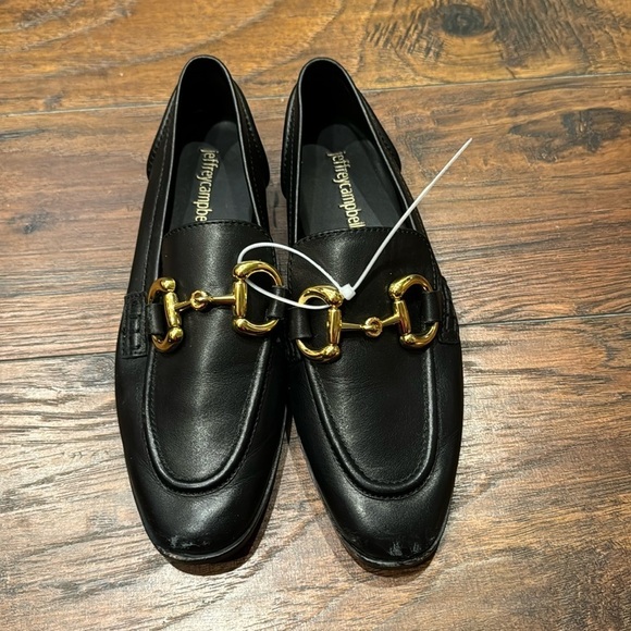 Jeffrey Campbell Black and Gold Velviteen Bit Loafer - Size 5 - Picture 6 of 12